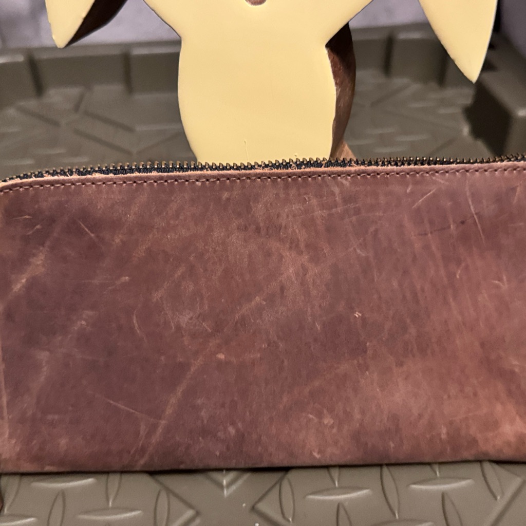Leather Zip Travel Pouch  Brown